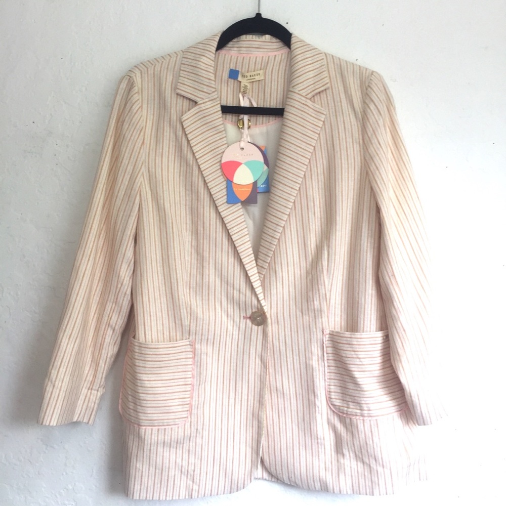 Ted Baker ALTAA Striped Linen Blend Blazer… - Picture 4 of 13